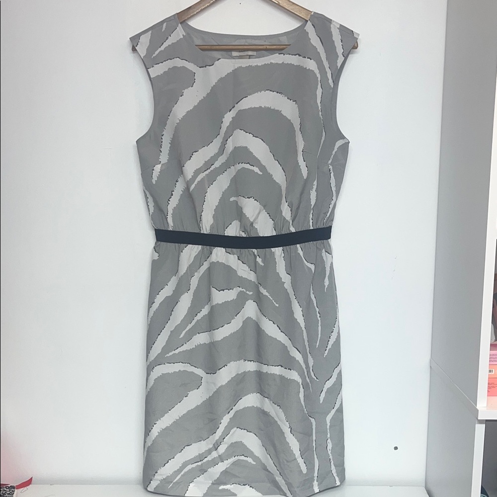 Ann Taylor LOFT Sz MED Zebra-Print Midi Dress, Stretch Waist #office #business